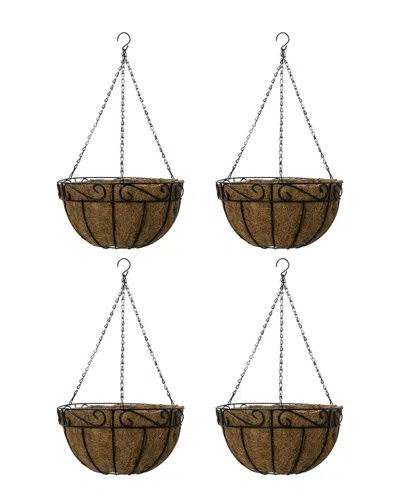 Sorbus Pack Of 4 Hanging Planter Baskets In Black