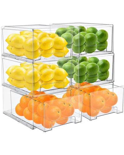 Sorbus Pack Of 6 Clear Stackable Pull-out Fridge Organizer Bins In Transparent