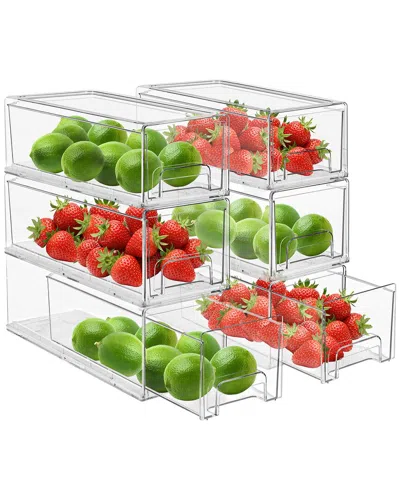 Sorbus Pack Of 6 Clear Stackable Refrigerator Drawers In Multi
