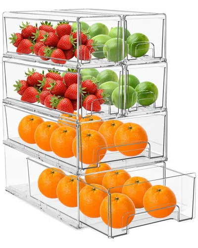 SORBUS SORBUS PACK OF 6 CLEAR STACKABLE SMALL/MED REFRIGERATOR DRAWERS