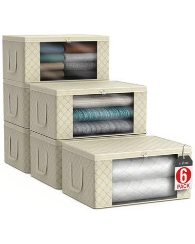 Sorbus Pack Of 6 Storage Organize Bags In Brown