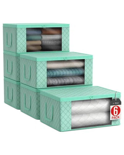 Sorbus Pack Of 6 Storage Organize Bags In Teal