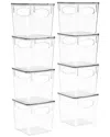 Sorbus Pack Of 8 Medium Plastic Storage Bins With Lids In Clear