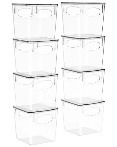 Sorbus Pack Of 8 Medium Plastic Storage Bins With Lids In Clear