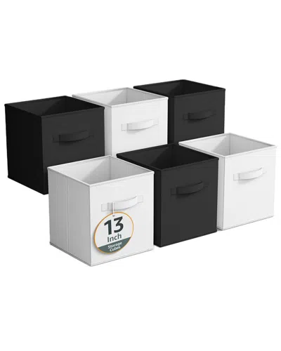 Sorbus Pack Of Six 13in Large Storage Bins In Black