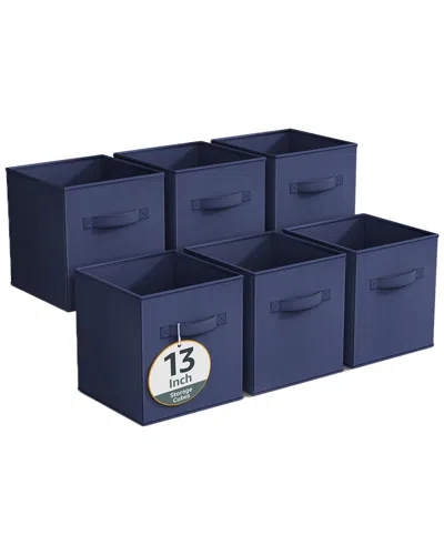 Sorbus Pack Of Six 13in Large Storage Bins In Navy