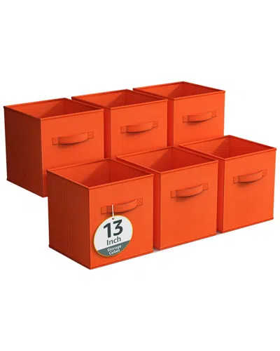 Sorbus Pack Of Six 13in Large Storage Bins In Orange