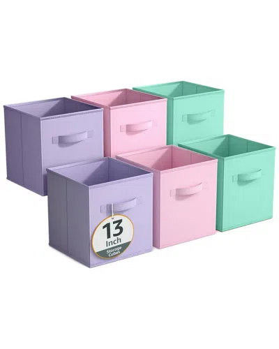 Sorbus Pack Of Six 13in Large Storage Bins In Pink