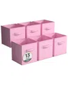 Sorbus Pack Of Six 13in Large Storage Bins In Pink