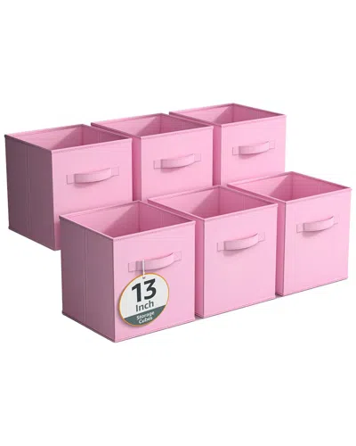 Sorbus Pack Of Six 13in Large Storage Bins In Pink