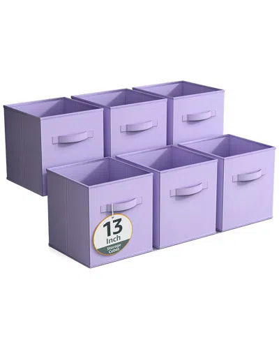 Sorbus Pack Of Six 13in Large Storage Bins In Purple
