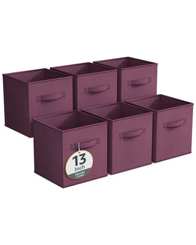 Sorbus Pack Of Six 13in Large Storage Bins In Purple