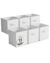 Sorbus Pack Of Six 13in Large Storage Bins In White