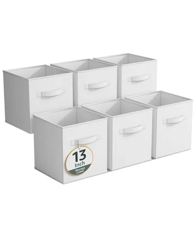 Sorbus Pack Of Six 13in Large Storage Bins In White