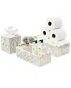 Sorbus Paper Rope Bathroom Baskets & Tissue Holder Set In White