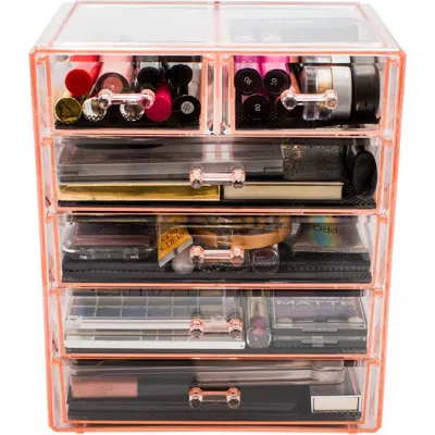 Sorbus Pink Makeup & Jewelry Storage Case Display In Orange