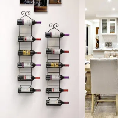Sorbus Poythress 6 Bottle Wall Mounted Wine Bottle Rack In Black