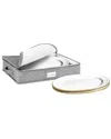 Sorbus Quilted China Platter Storage Case With Handles & Felt Dividers In White