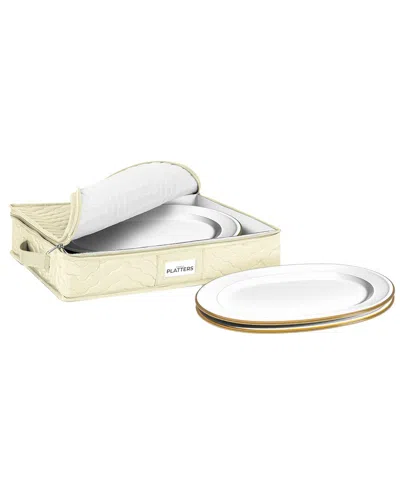 SORBUS SORBUS QUILTED CHINA PLATTER STORAGE CASE WITH HANDLES & FELT DIVIDERS