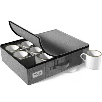 Sorbus Quilted Dinnerware Storage Case With Dividers In Grey