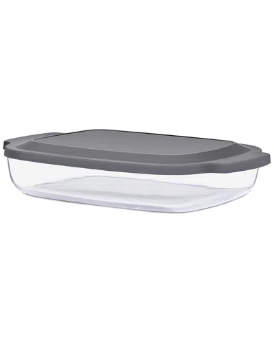 Sorbus Rectangular Glass Baking Dish Set With Lids In Gray