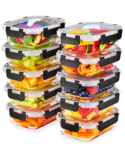 Sorbus Set Of 10 Glass Meal Prep Containers With Airtight Lids In Transparent