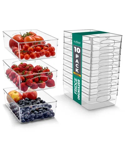 Sorbus Set Of 10 Large Clear Plastic Organizing Bins In Animal Print