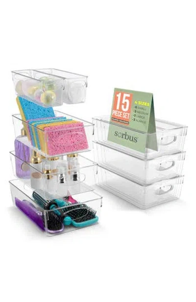 Sorbus Set Of 15 Assorted Clear Storage Bins