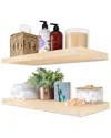 Sorbus Set Of 2 24in Natural Solid Wood Floating Shelves In Brown