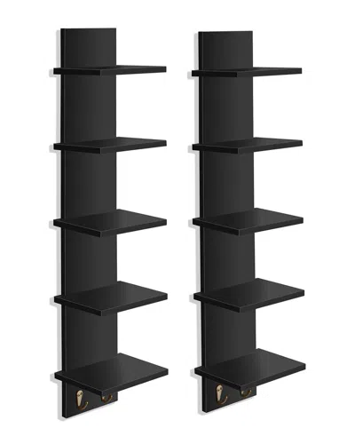SORBUS SORBUS SET OF 2 5-TIER WALL SHELF UNIT WITH HOOKS