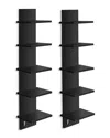 Sorbus Set Of 2 5-tier Wall Shelf Unit With Hooks In Black