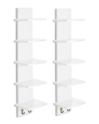 SORBUS SORBUS SET OF 2 5-TIER WALL SHELF UNIT WITH HOOKS