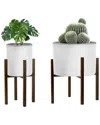 Sorbus Set Of 2 Adjustable Plant Stands Brown In Multi