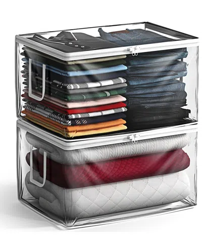 Sorbus Set Of 2 Clear Storage Bags In White