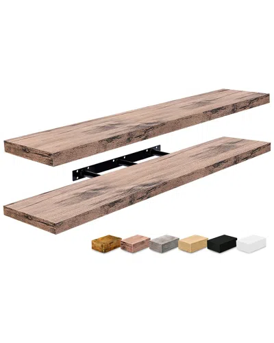 Sorbus Set Of 2 Extra-large Floating Shelves In Brown