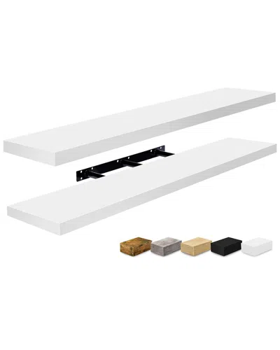 Sorbus Set Of 2 Extra-large Floating Shelves In White