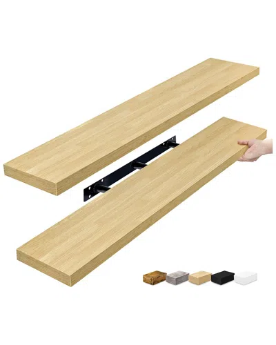 Sorbus Set Of 2 Extra-large Floating Shelves In Brown