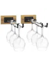 Sorbus Set Of 2 Glass Holder Stemware Rack Set In Black