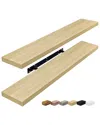 Sorbus Set Of 2 Long Floating Shelves In Neutral