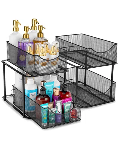 Sorbus Set Of 2 Mesh 2 Tier Black Under Sink Organizers In Multi