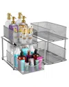 Sorbus Set Of 2 Mesh 2 Tier Silver Under Sink Organizers In Gray