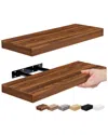 Sorbus Set Of 2 Rustic Floating Shelves In Brown