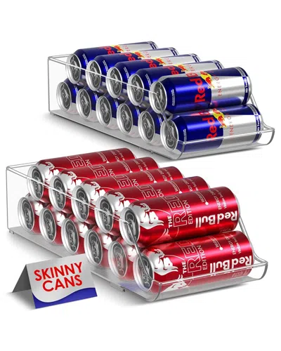 Sorbus Set Of 2 Skinny Soda Can Organizers For Refrigerator In Transparent