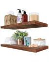 Sorbus Set Of 2 Solid Wood Floating Shelves In Brown
