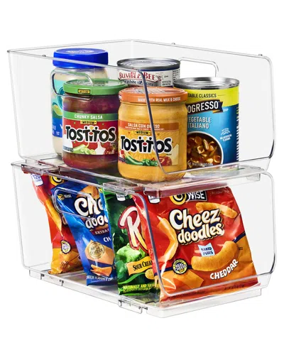 Sorbus Set Of 2 Stackable Medium Storage Bins In Transparent