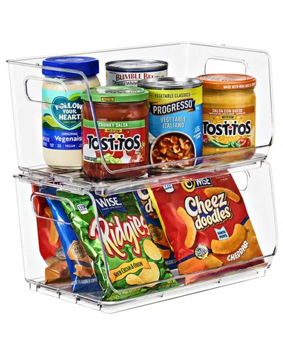 Sorbus Set Of 2 Stackable Pantry Storage Bins In Transparent