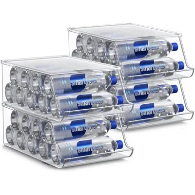 Sorbus Set Of 2 Stackable Water Bottle Organizer Bins With Lids In Transparent
