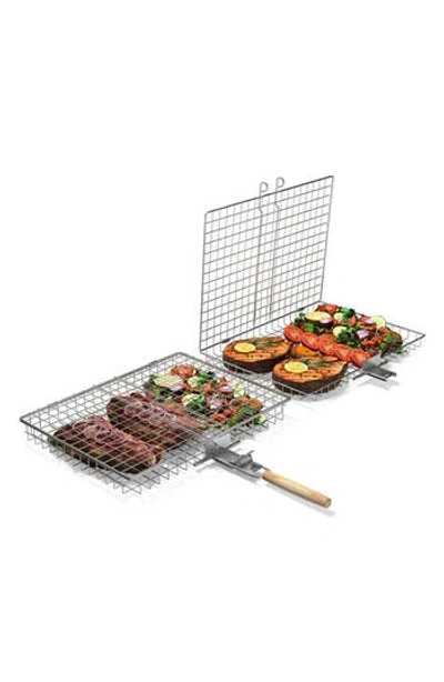 Sorbus Set Of 2 Large Stainless Steel Grilling Baskets In Silver