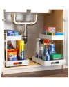 Sorbus Set Of 2 Under Sink White Organizer With Sliding Tracks In Metallic