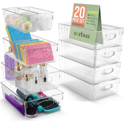 Sorbus Set Of 20 Clear Storage Bins
